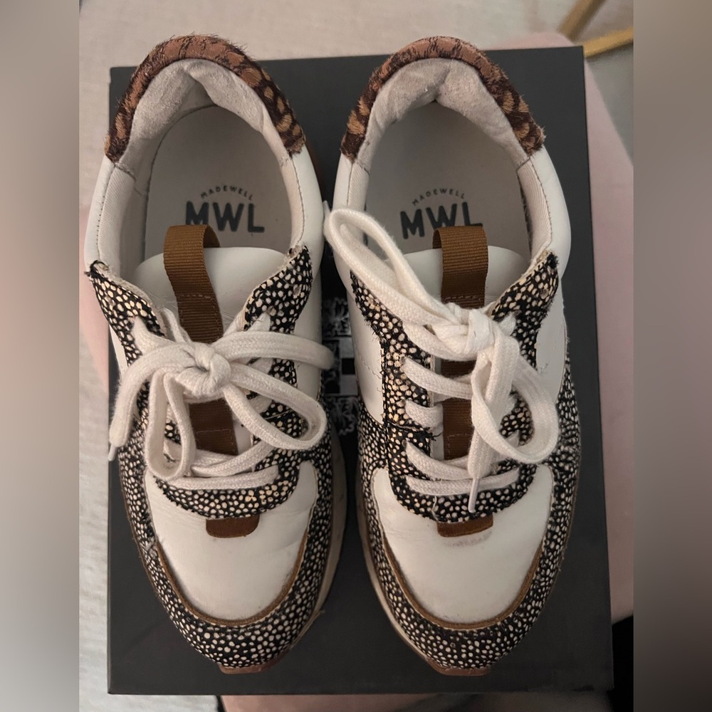 Madewell MWL Cream and Brown Patterned Sneakers
